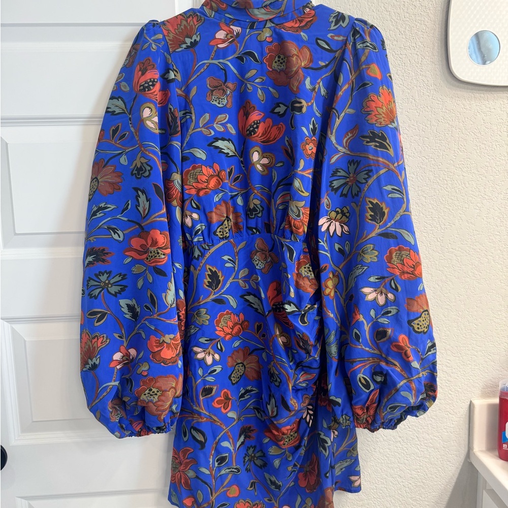 RHODE Blue Dress with Floral Accents